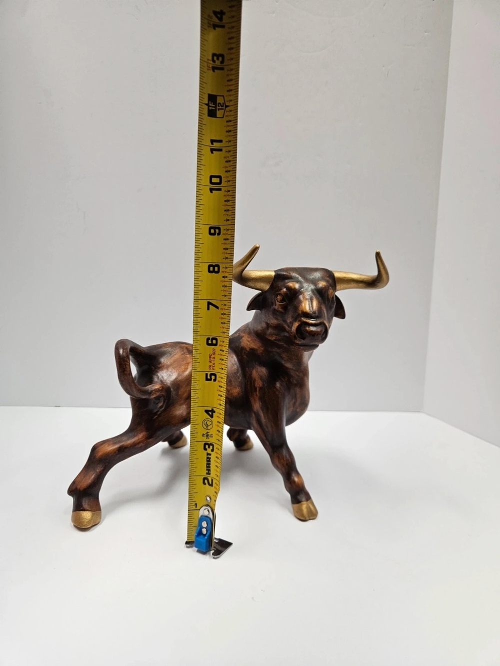 Bronze Tone Bull Sculpture Statue - Home Art Accent